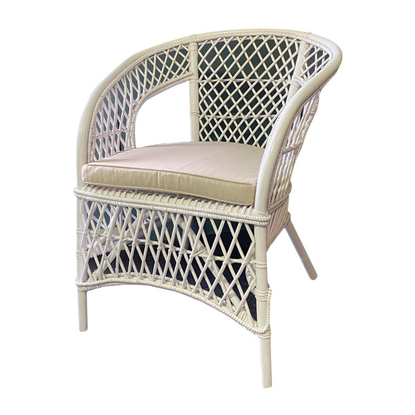 Bagas Rattan Occasional Chair White, White Cane Dining Chairs Australia